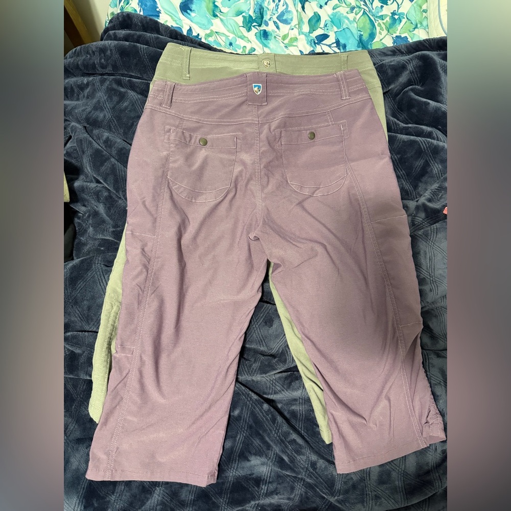 Two-Pair Women's Kuhl capri - Lavender & Light Gray euc - Picture 3 of 7